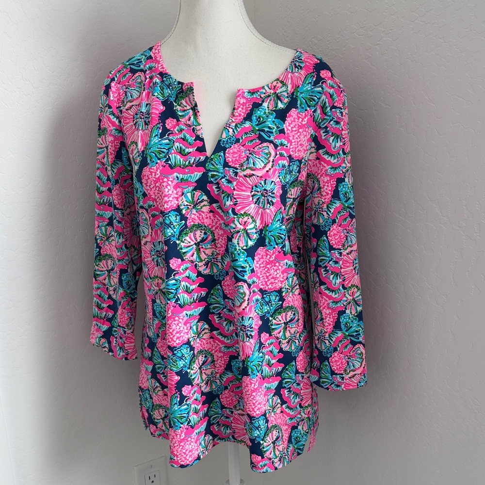 Lilly Pulitzer Floral Women's Top - Pink and Blue NWT